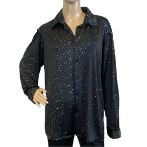 Black Glitter Dots Sleeve - XXL - Collar Shirt NWOT